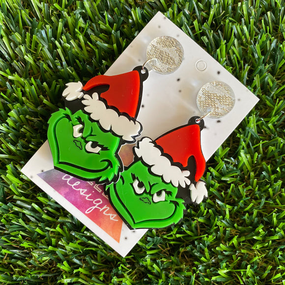 Grinch Christmas Dangle Earrings - Perfect for those who aren't into Christmas...LOL!