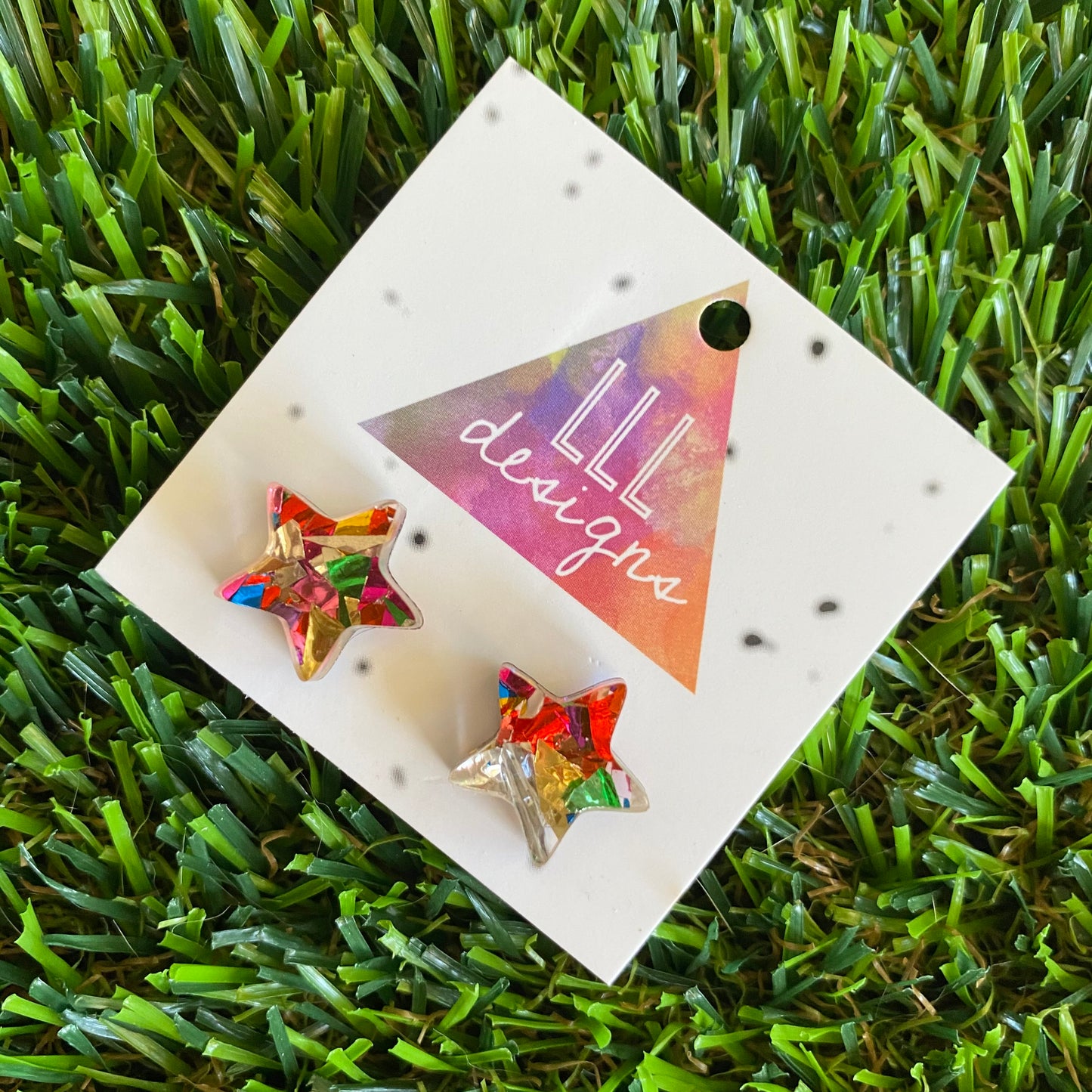 Rainbow Metallic Glitz Star Stud Earrings!