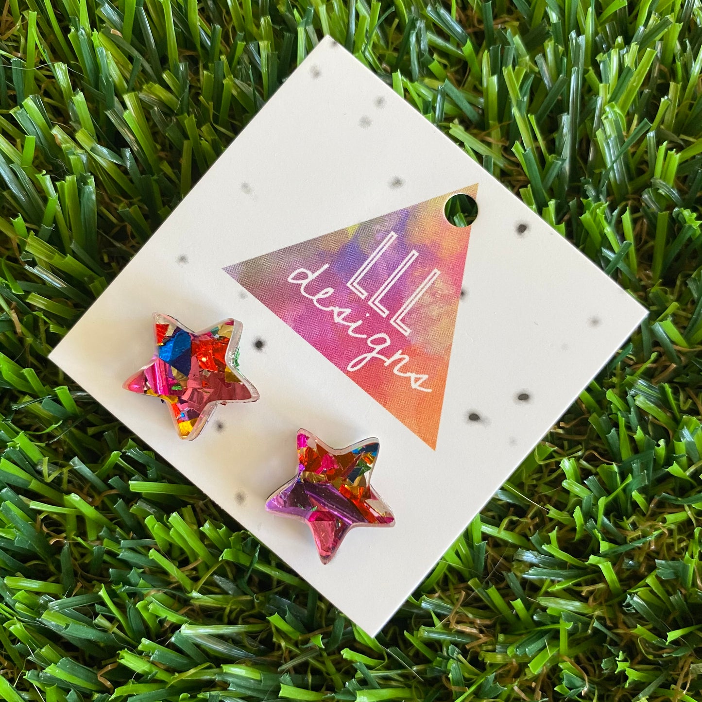 Rainbow Metallic Glitz Star Stud Earrings!
