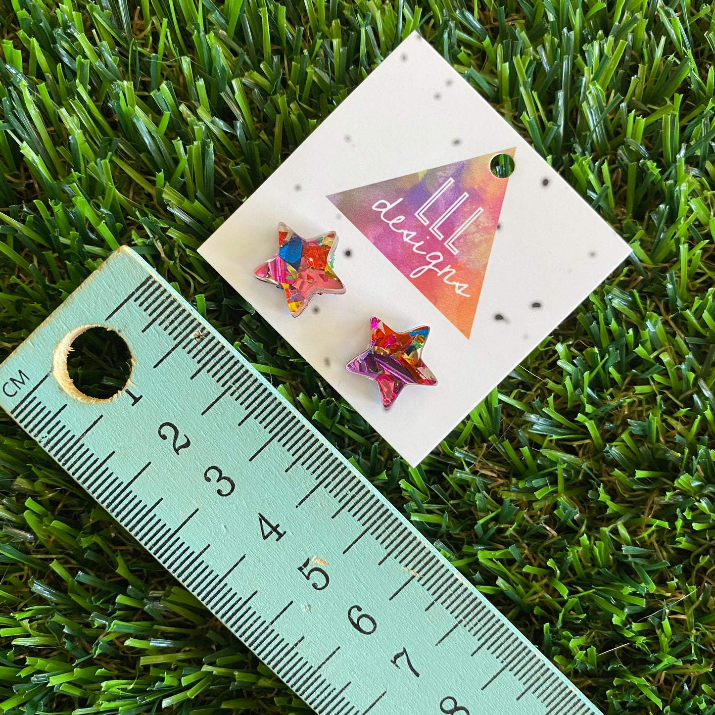 Rainbow Metallic Glitz Star Stud Earrings!