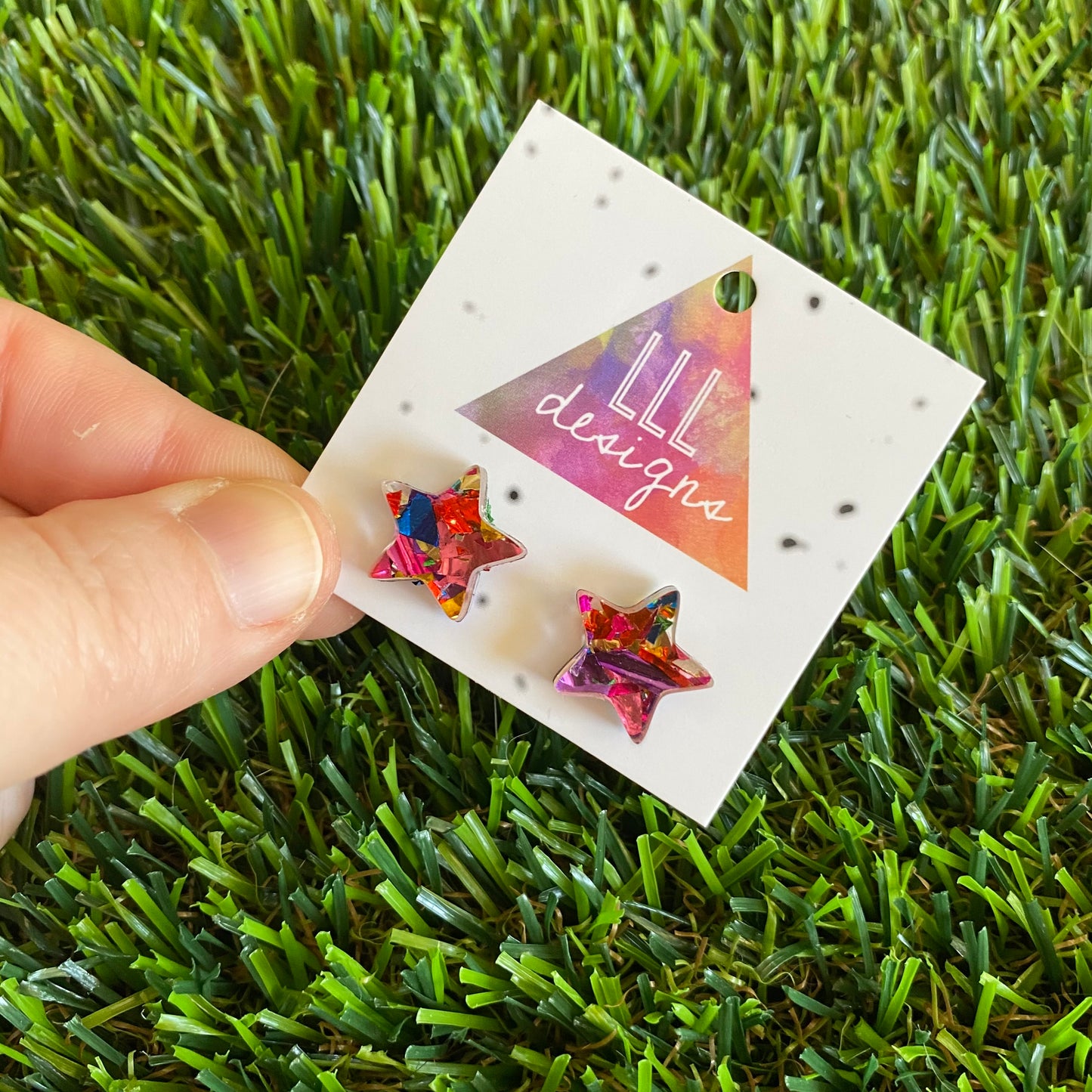 Rainbow Metallic Glitz Star Stud Earrings!