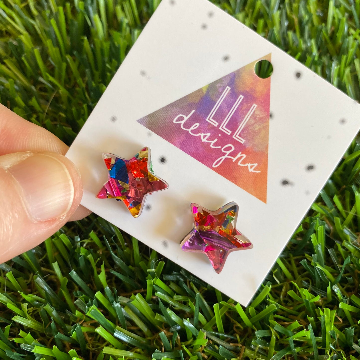 Rainbow Metallic Glitz Star Stud Earrings!
