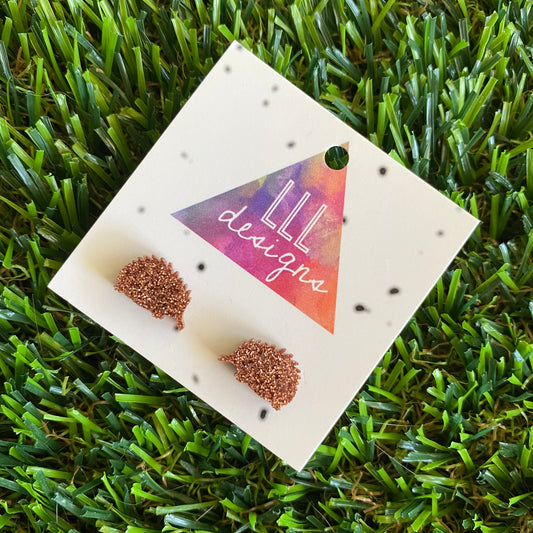 Echidna Stud Earrings - Glitter Copper Acrylic Australian Echidna Stud Earrings.