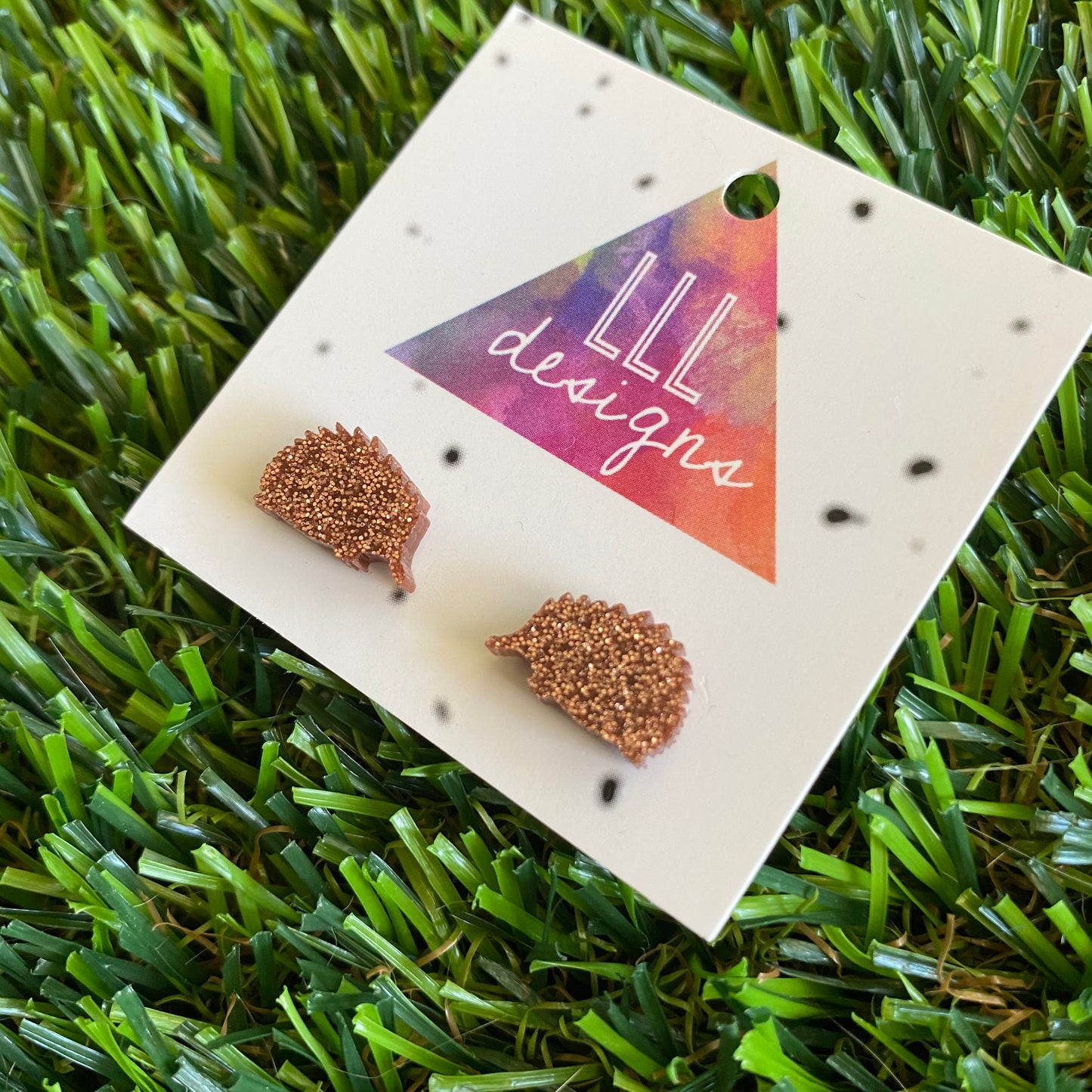 Echidna Stud Earrings - Glitter Copper Acrylic Australian Echidna Stud Earrings.