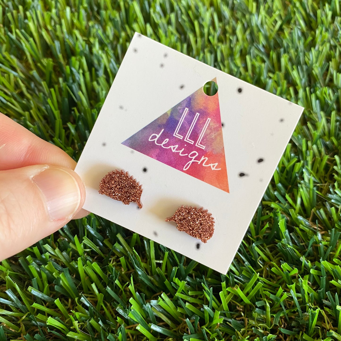 Echidna Stud Earrings - Glitter Copper Acrylic Australian Echidna Stud Earrings.
