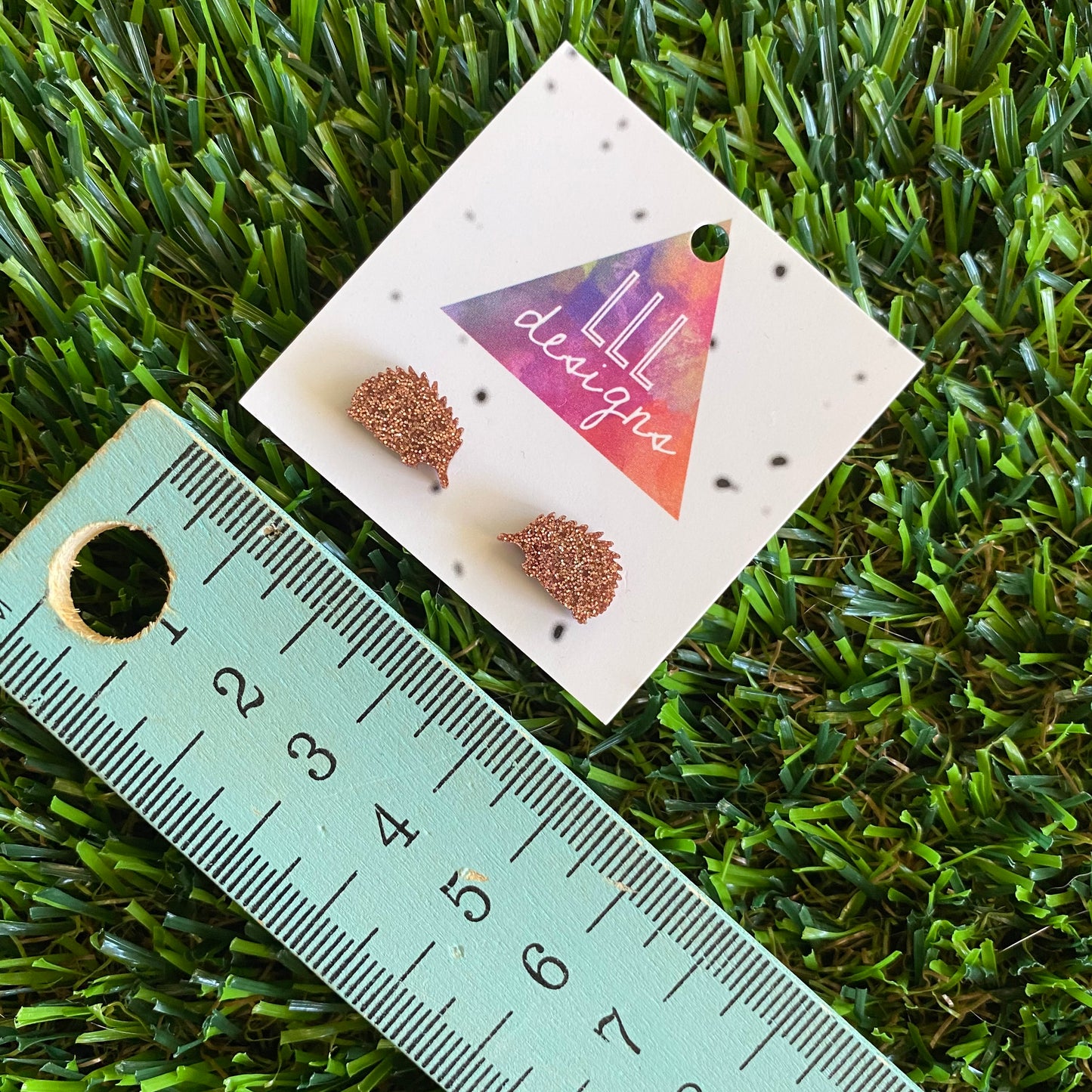 Echidna Stud Earrings - Glitter Copper Acrylic Australian Echidna Stud Earrings.