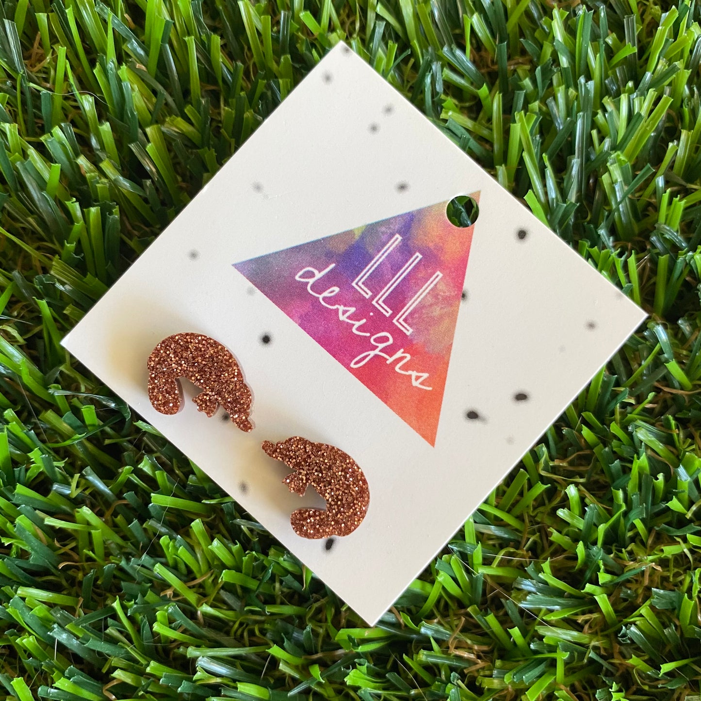 Platypus Stud Earrings - Glitter Copper Acrylic Australian Platypus Stud Earrings.