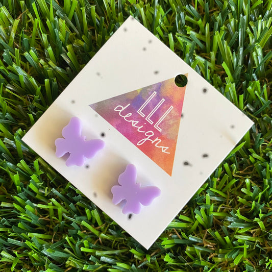Butterfly Stud Earrings - Lavender Acrylic Butterfly Stud Earrings - The Perfect Little POP of Colour!