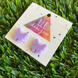 Butterfly Stud Earrings - Lavender Acrylic Butterfly Stud Earrings - The Perfect Little POP of Colour!