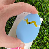 Easter Egg with Chick Pop-Up Brooch - Matte Pastel Blue