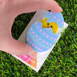 Easter Egg with Chick Pop-Up Brooch - Hand Painted Detailed Patterned Matte Pastel Blue