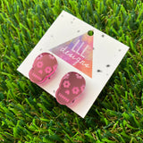 Sugar Skull Stud Earrings - Pink Mirror Sugar Skull Stud Earrings.