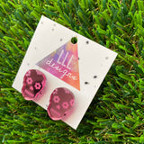 Sugar Skull Stud Earrings - Pink Mirror Sugar Skull Stud Earrings.