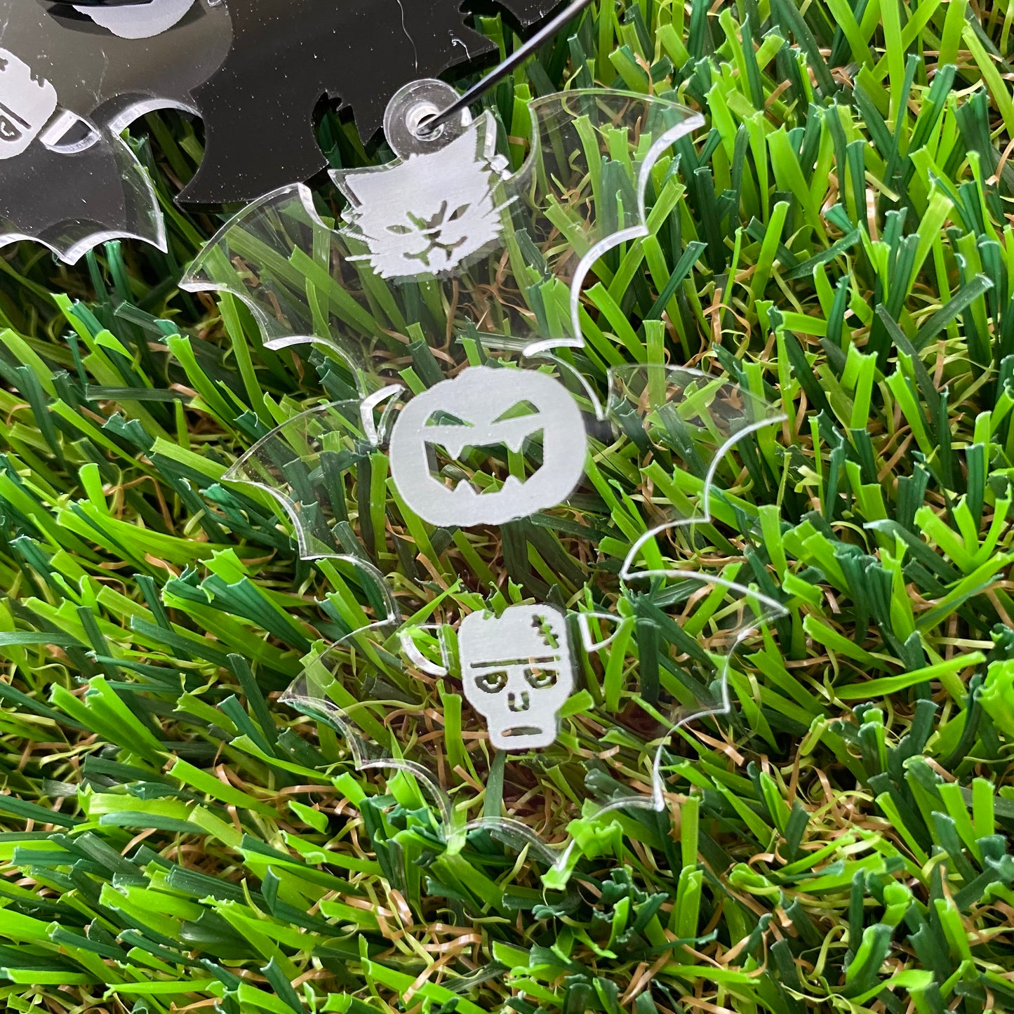 Bat Earrings - Stacked Trio of Spooky Halloween Bats - Hoop Earrings.