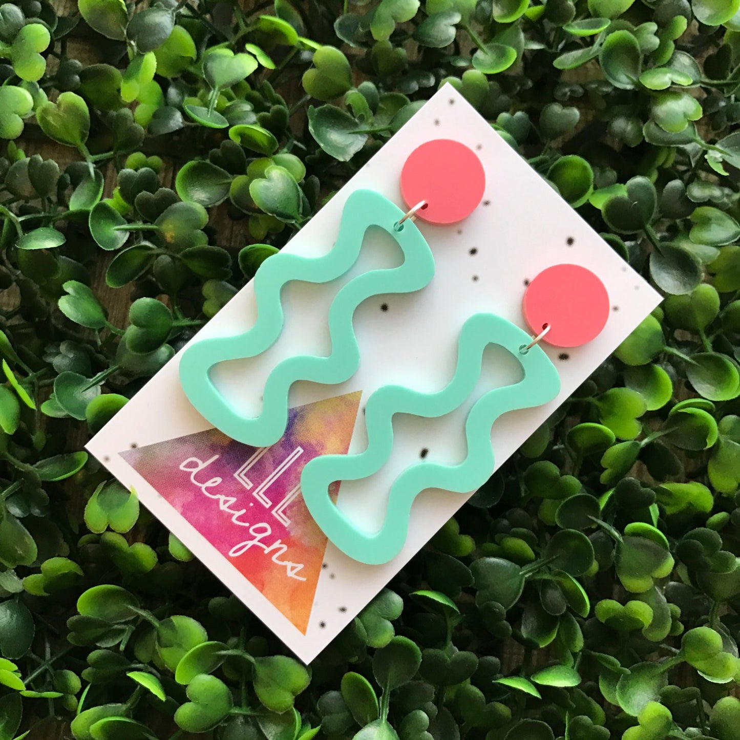 Squiggle Wiggle Dangle Earrings ( in Mint ) Pastel Matte Mint Earrings. Daring Dangles. Life's too short to wear boring Jewellery.