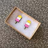 Hand Painted Popsicle Stud Earrings. Bamboo Earrings.