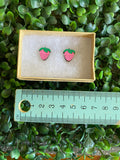 Strawberry Earrings - Detailed Hand Painted Bamboo Earrings. Available in 2 Stunning Colours.