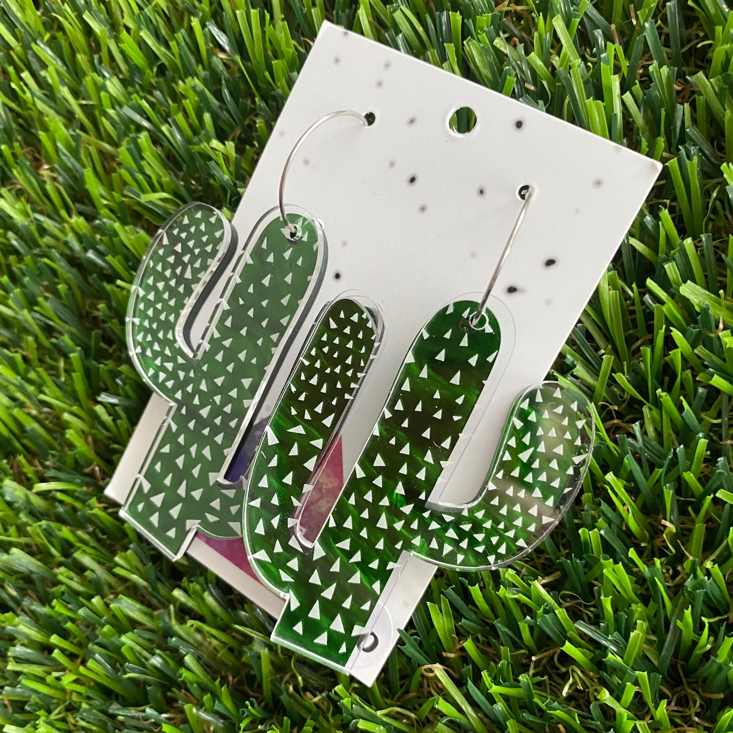 Desert Cactus Earrings - Double Layered Acrylic Hoop Dangle Earrings - Can be worn 3 ways!