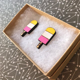Hand Painted Popsicle Stud Earrings. Bamboo Earrings.