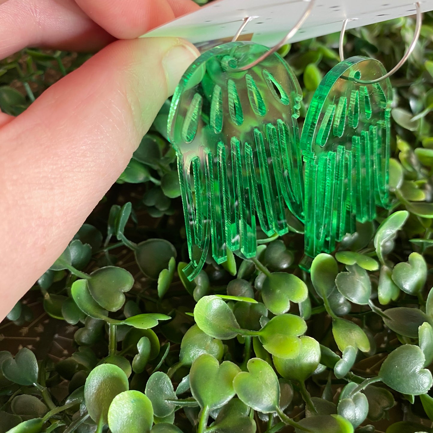 Jellyfish Earrings. Stunning Translucent Green Jellyfish Hoop Earrings. THe Hoops allow them to Wiggle and Dance as you move :)