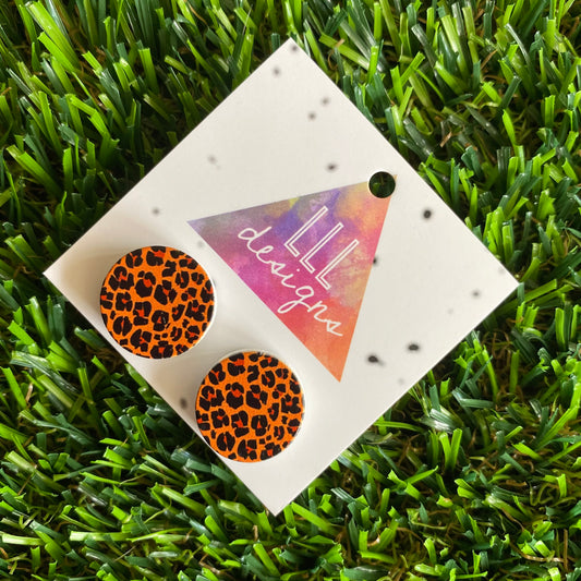 Roarsome Leopard Print - Printed Timber Stud Earrings.