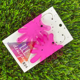 Hot Pink Translucent Splatter Hoop Earrings.