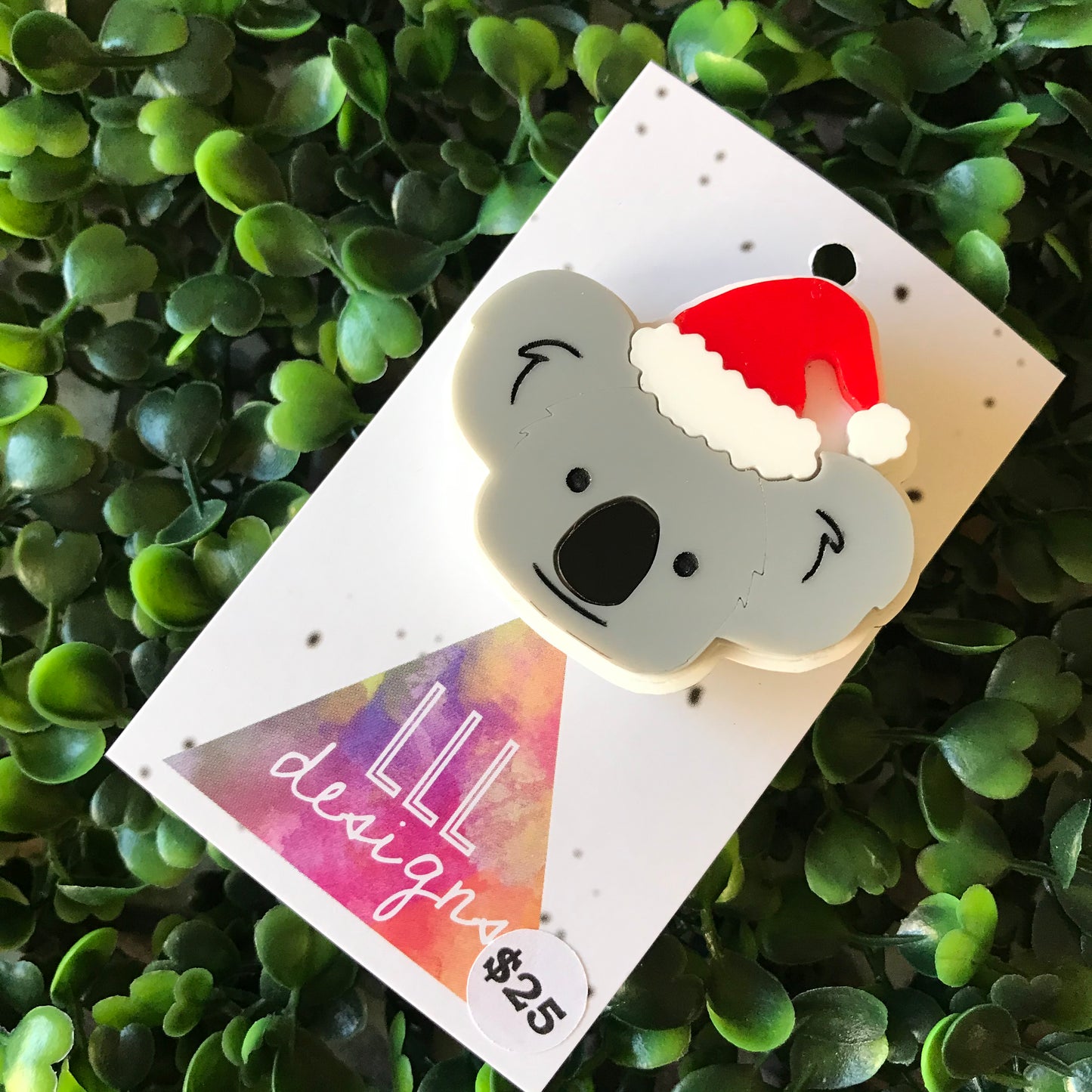 Australian Christmas Koala Brooch - Koala Santa Brooch. Aussie Christmas!