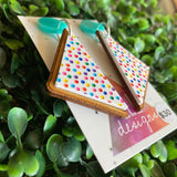 Fairy Bread Statement Dangle Earrings - Hand Painted Acrylic and Timber Earrings. With Mint Tops.