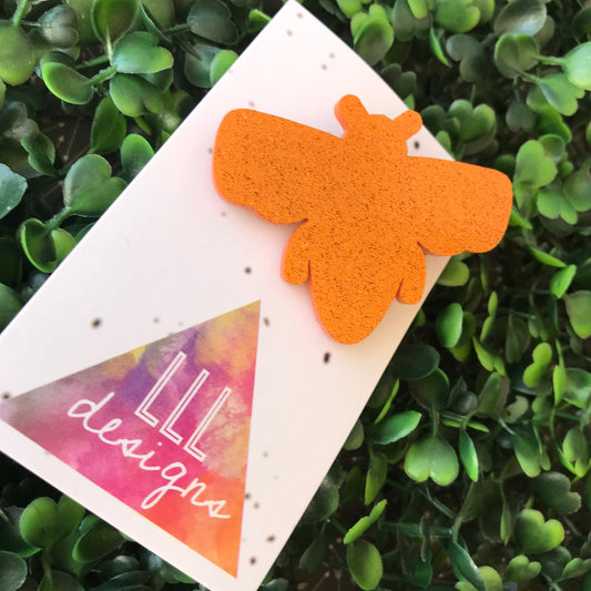 Glitter Orange Bee Brooch. Bumble Bee Brooch.