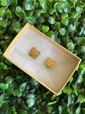 Sleepy Kitty Earrings - Detailed Hand Painted Bamboo Earrings - Available in 2 Stunning Colours.