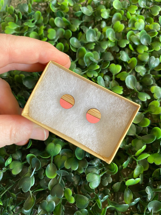 Circle Earrings - Detailed Hand Painted Bamboo Earrings - Available in 4 Stunning Colours.