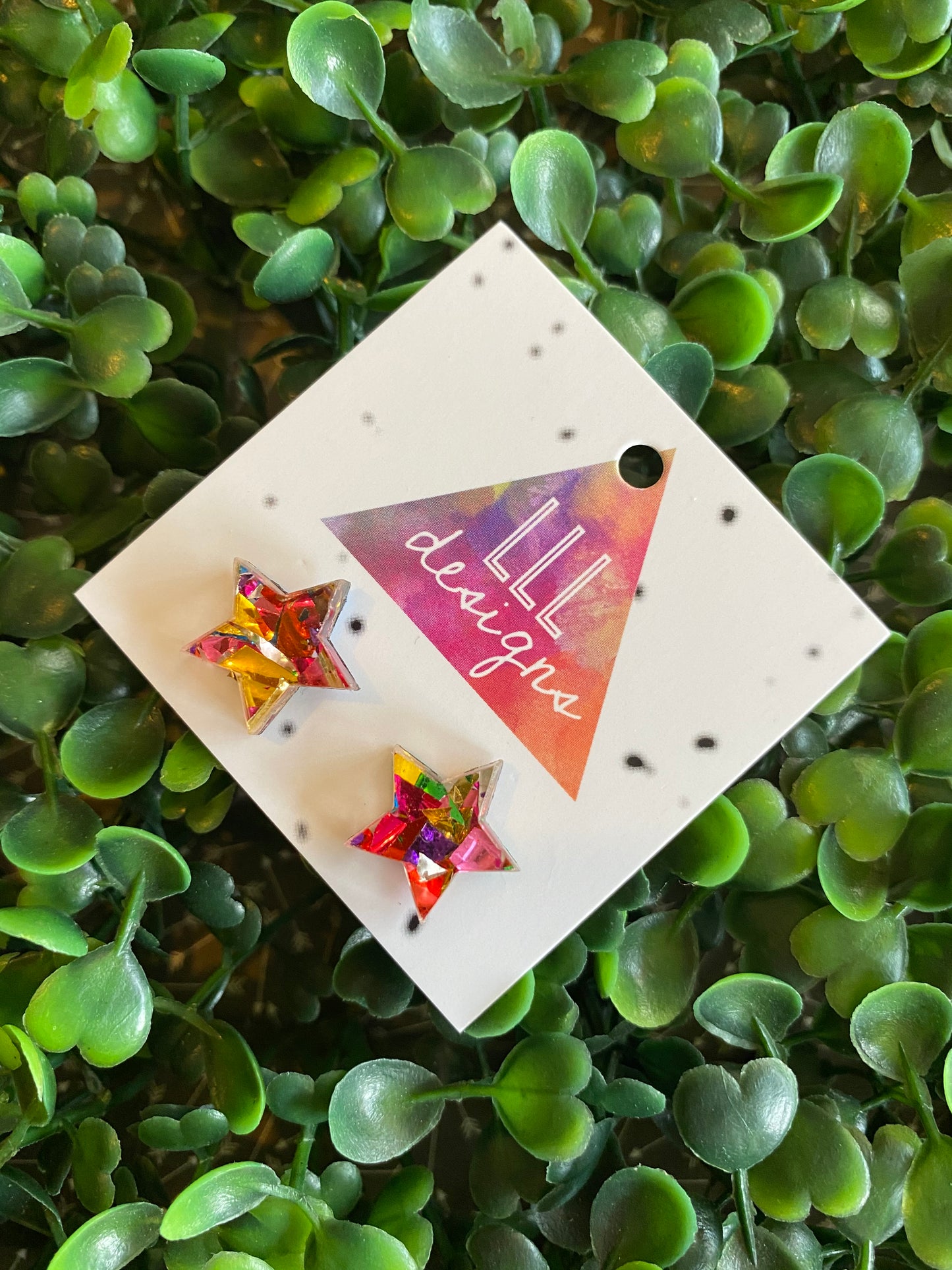 Rainbow Metallic Glitz Star Statement Stud Earrings (perfect star)