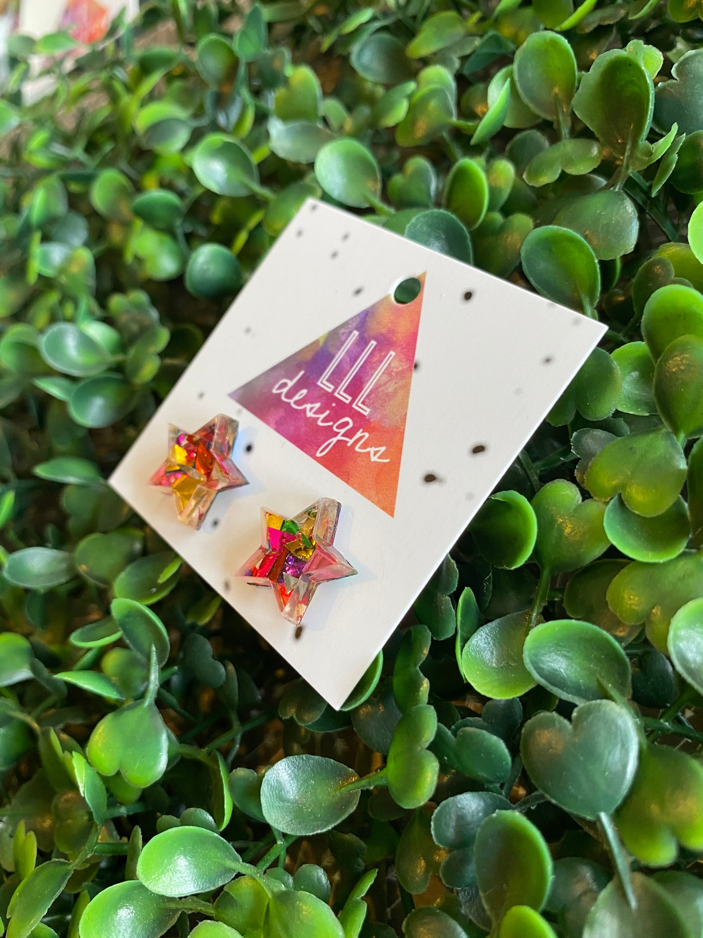 Rainbow Metallic Glitz Star Statement Stud Earrings (perfect star)