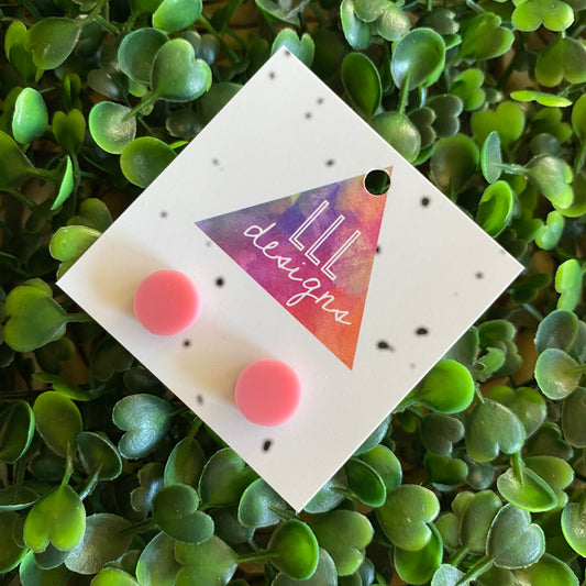 Light Pink Medium Circle Stud Earrings. The Perfect little Pop of Colour to Brighten your Day!