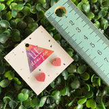 Glitter Pink Mini Love Heart Stud Earrings.