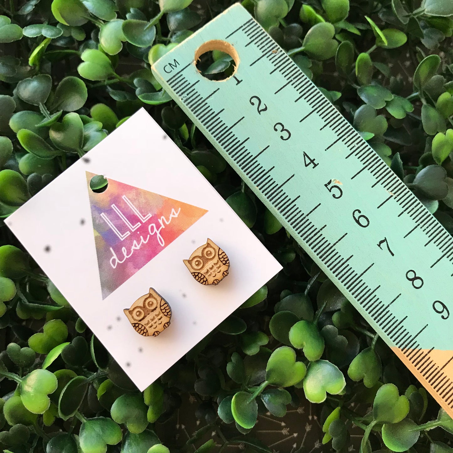 Super Cute Laser Etched Timber Owl Stud Earrings.