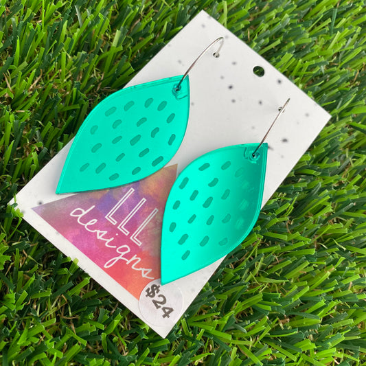 Green Mirror Pod Hoop Dangle Earrings - Super Lightweight!