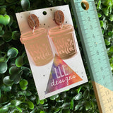Top Knots & Coffee Statement Dangle Earrings Featuring Copper Glitter Coffee Bean Tops to make them POP!