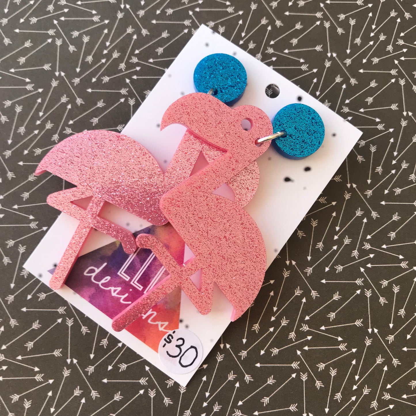 Mega Size Totes Tropical Statement Dangles. Flamingo Awesomeness.