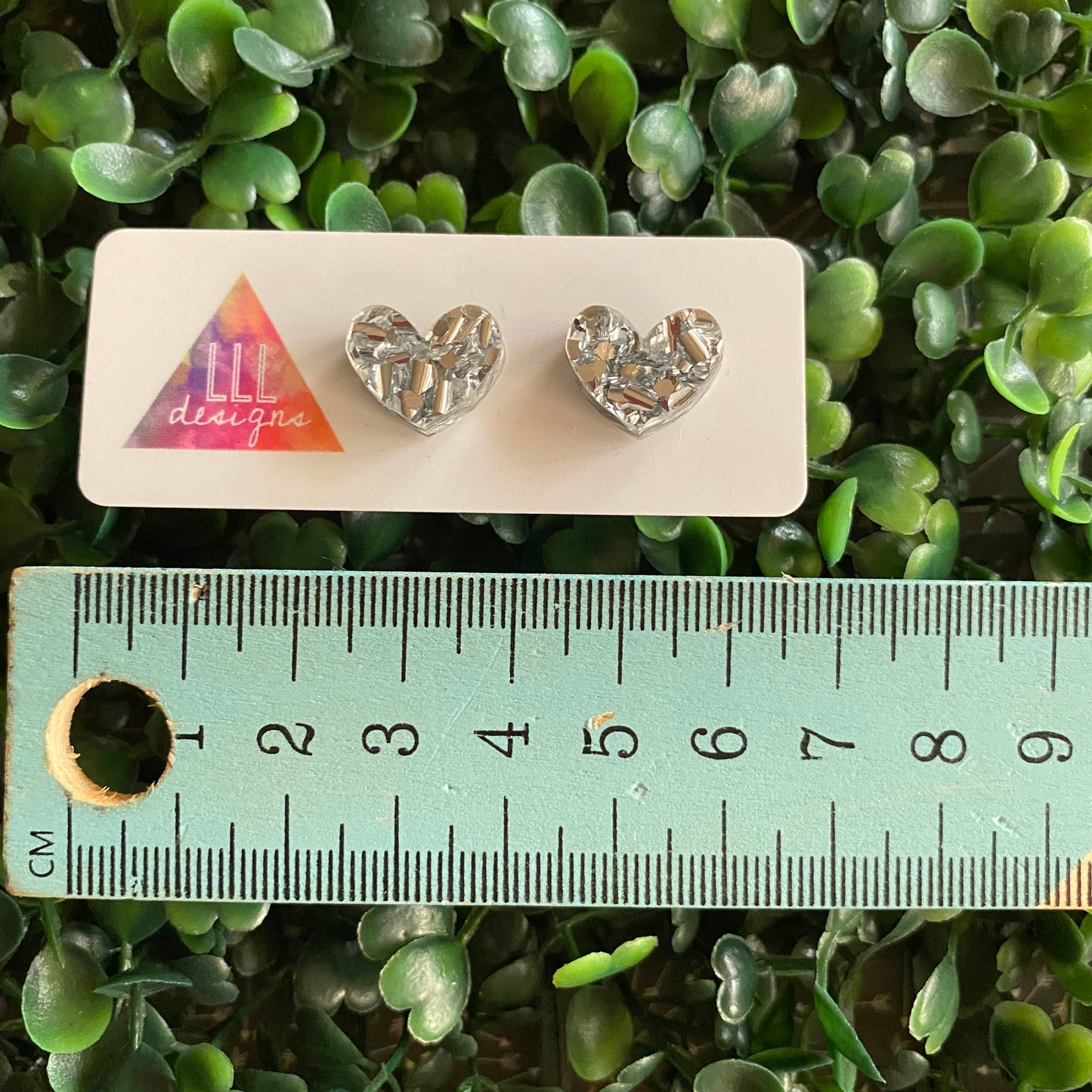 Silver Confetti Luxe Love Heart Stud Earrings.