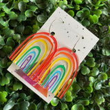 Rainbow Earrings. Fabulous Hand Painted Acrylic Rainbow Hoop Statement Earrings. The Perfect POP of Colour to Brighten any Day!