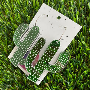 Desert Cactus Earrings - Double Layered Acrylic Hoop Dangle Earrings - Can be worn 3 ways!