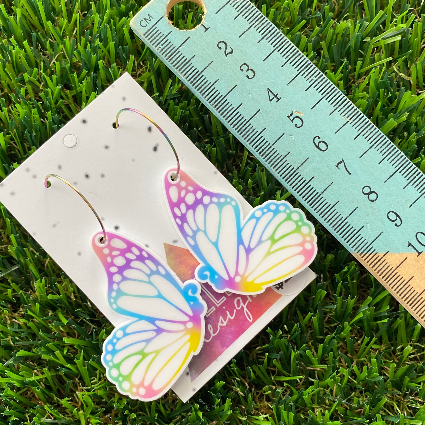 Rainbow Butterfly Hoop Dangle Earrings - Perfection in Earring Form.