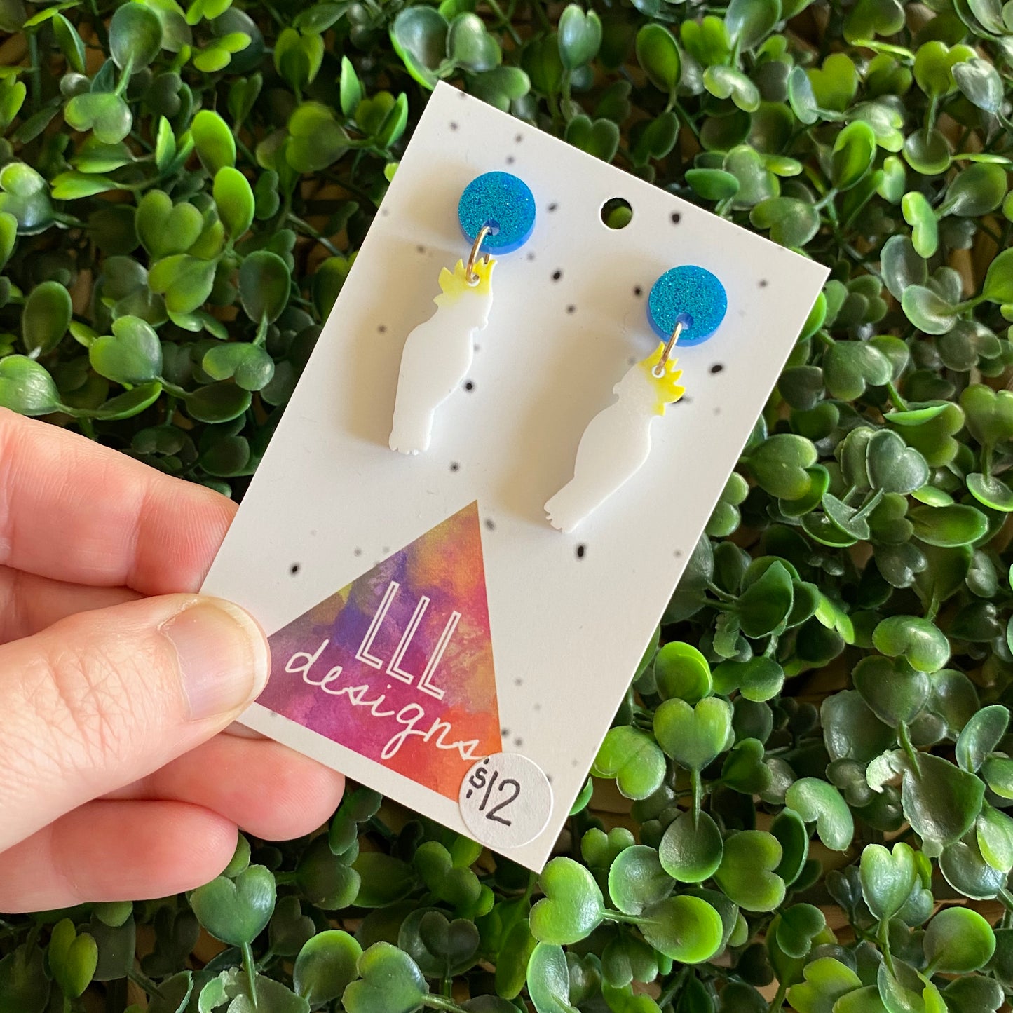 Yellow Crested Cockatoo Dangle Earrings. (mini size) Australian Earrings.