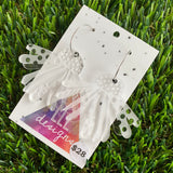 Sunshine Yellow Floral Hoop Dangle Earrings - Double Layered Acrylic - Can be Worn 3 Ways!