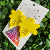 Bee Earrings. Vibrant Sunshine Yellow Queen Bee Hoop Earrings.