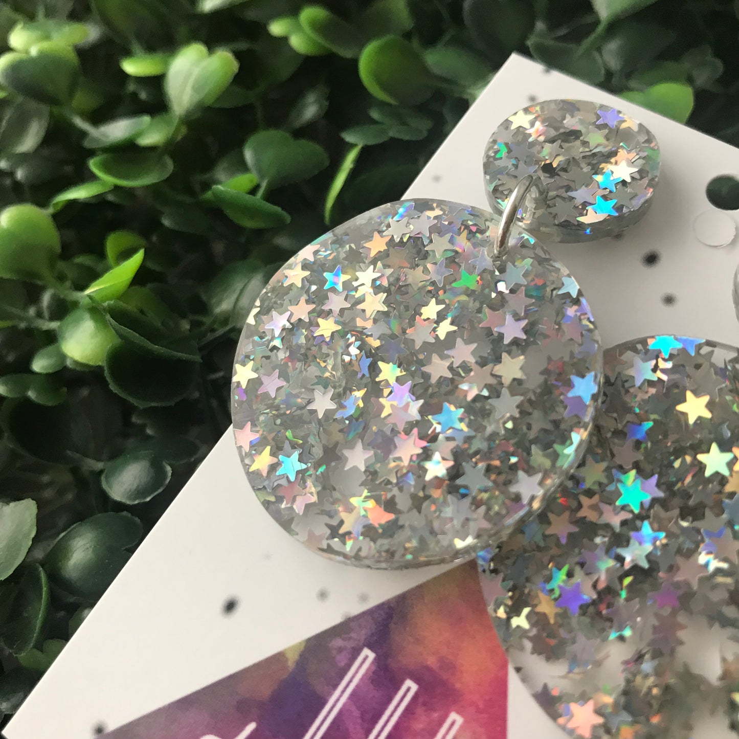 Holographic Star Confetti Dangle Earrings.