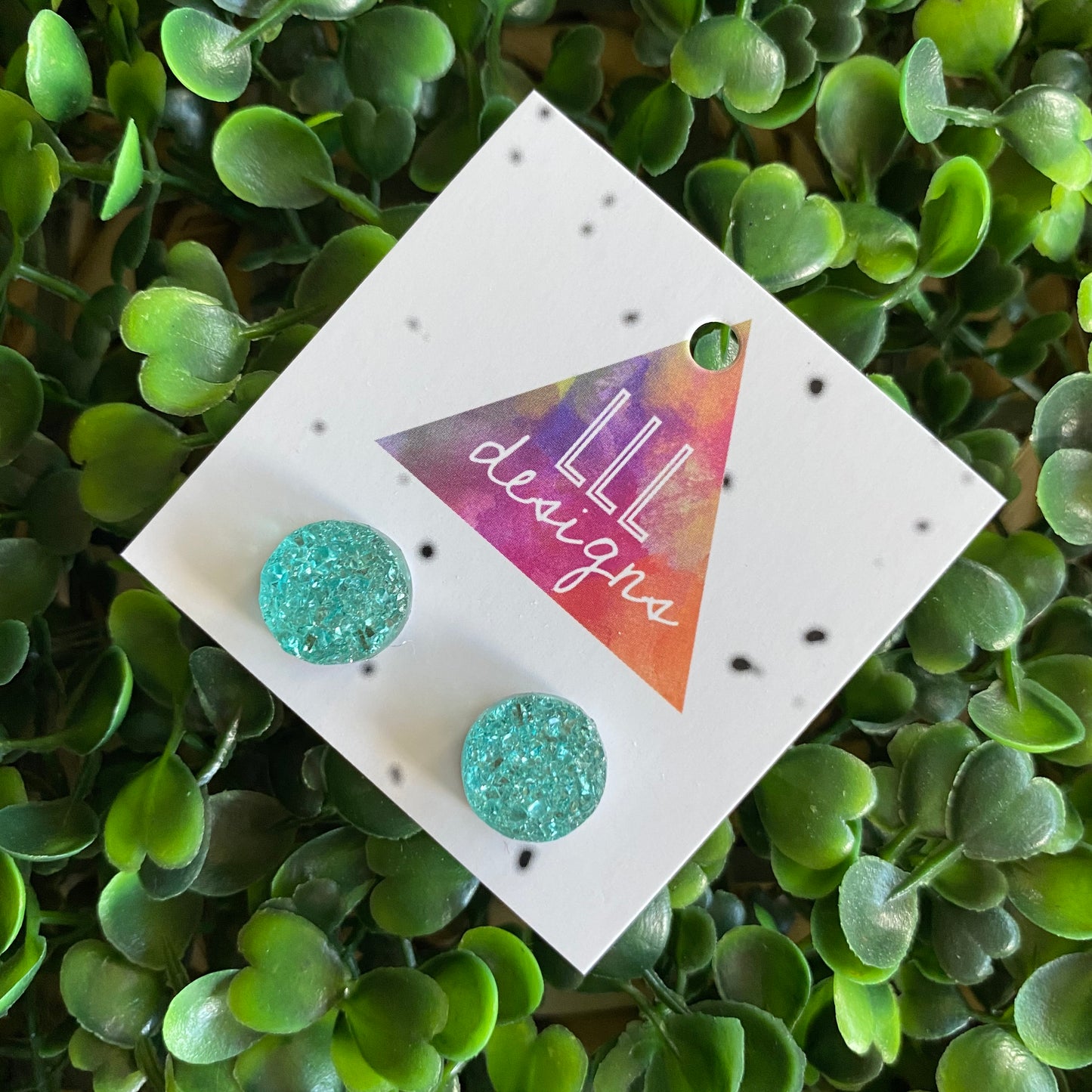 Stunning Mint Faux Druzy Stud Earrings.