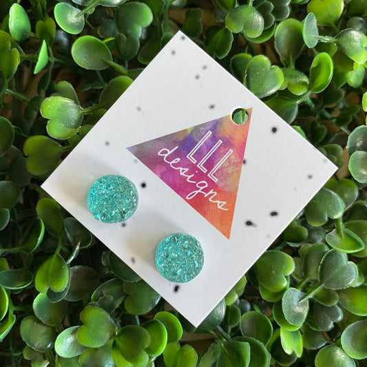 Stunning Mint Faux Druzy Stud Earrings.