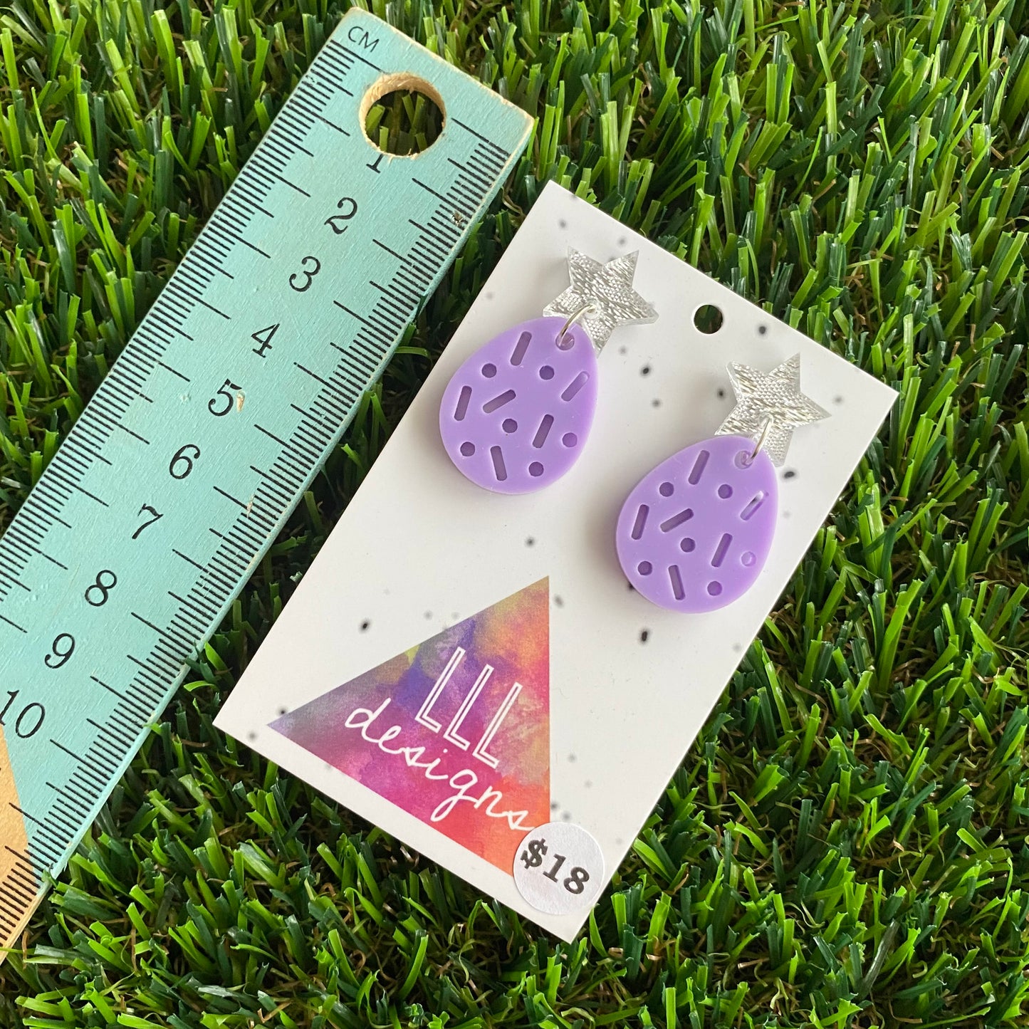 Lavender Lush Drop Dangle Earrings with Silver Glitz Star Toppers